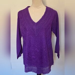 Vibrant Purple Women's Blouse with Embroidery